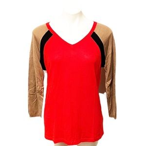Jones New York Signature 3/4 Sleeve Colorblock Top